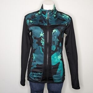 Fabletics Jojo zip front blue green black athletic exercise jacket S